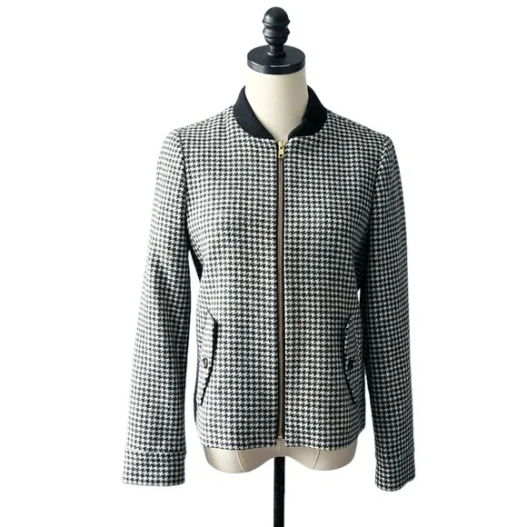 J Crew Wool Houndstooth Bomber JacketXS